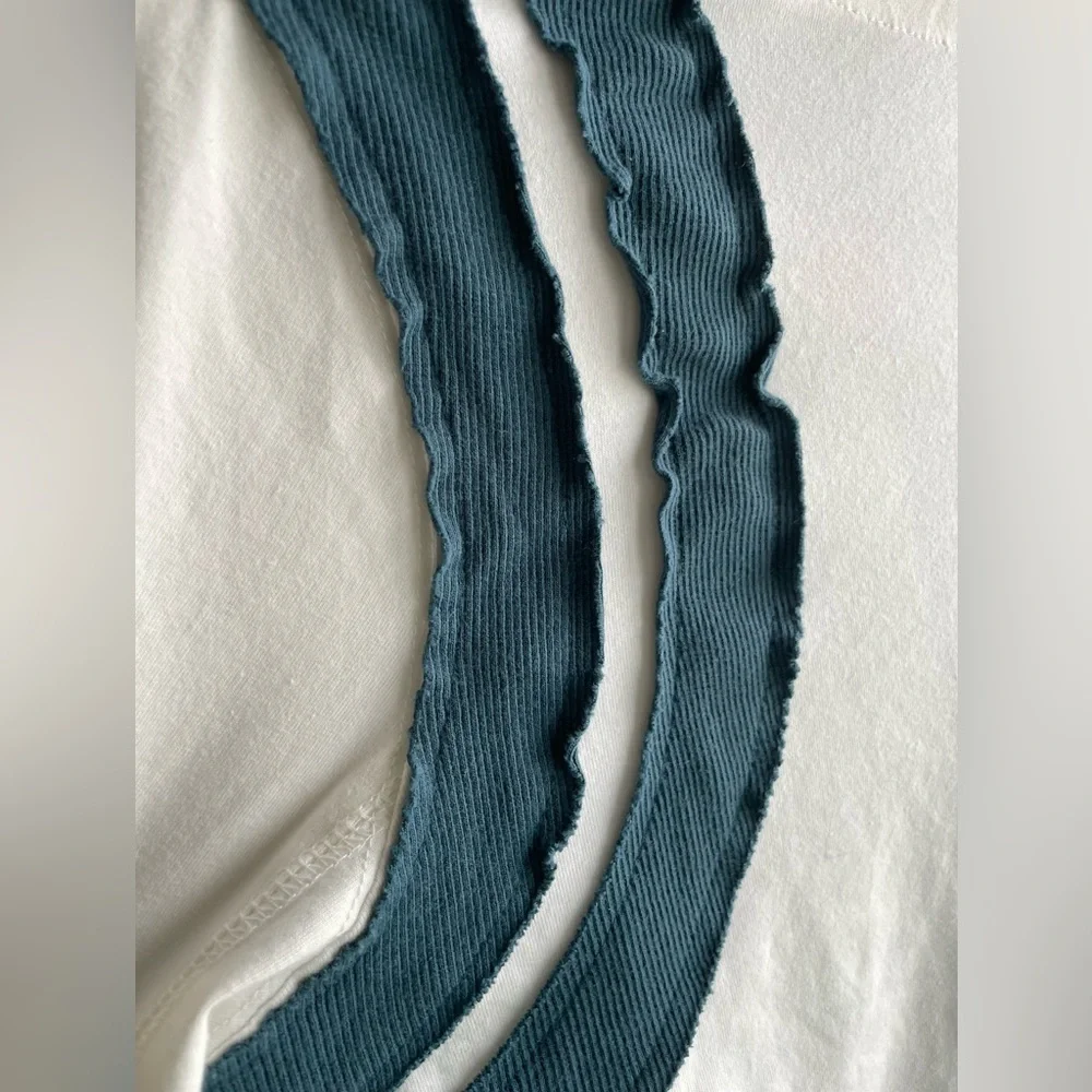 Free People White and Teal Long Sleeve Top - Picture 8 of 10